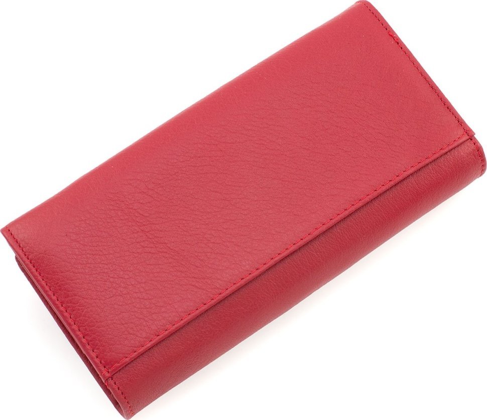 Классический длинный женский кошелек красного цвета из натуральной кожи ST Leather (21528)