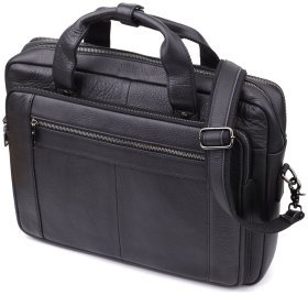 Деловой вместительный мужской портфель для ноутбука до 15" черного цвета Vintage 98185