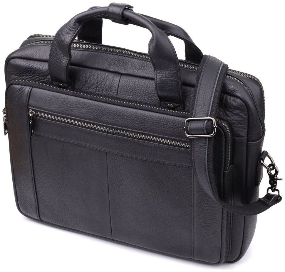Деловой вместительный мужской портфель для ноутбука до 15" черного цвета Vintage 98185 фото №1 Деловой вместительный мужской портфель для ноутбука до 15" черного цвета Vintage 98185 modnotak фото №1