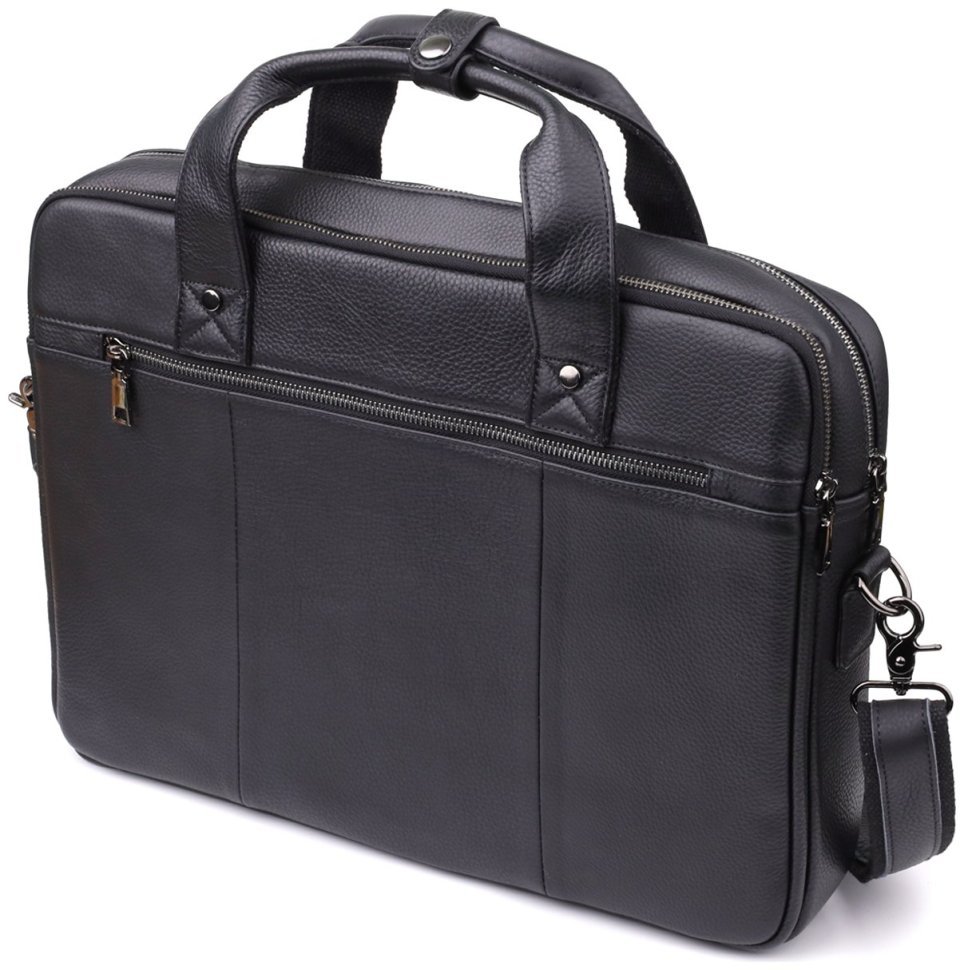 Деловой вместительный мужской портфель для ноутбука до 15" черного цвета Vintage 98185 фото №2 Деловой вместительный мужской портфель для ноутбука до 15" черного цвета Vintage 98185 modnotak фото №2