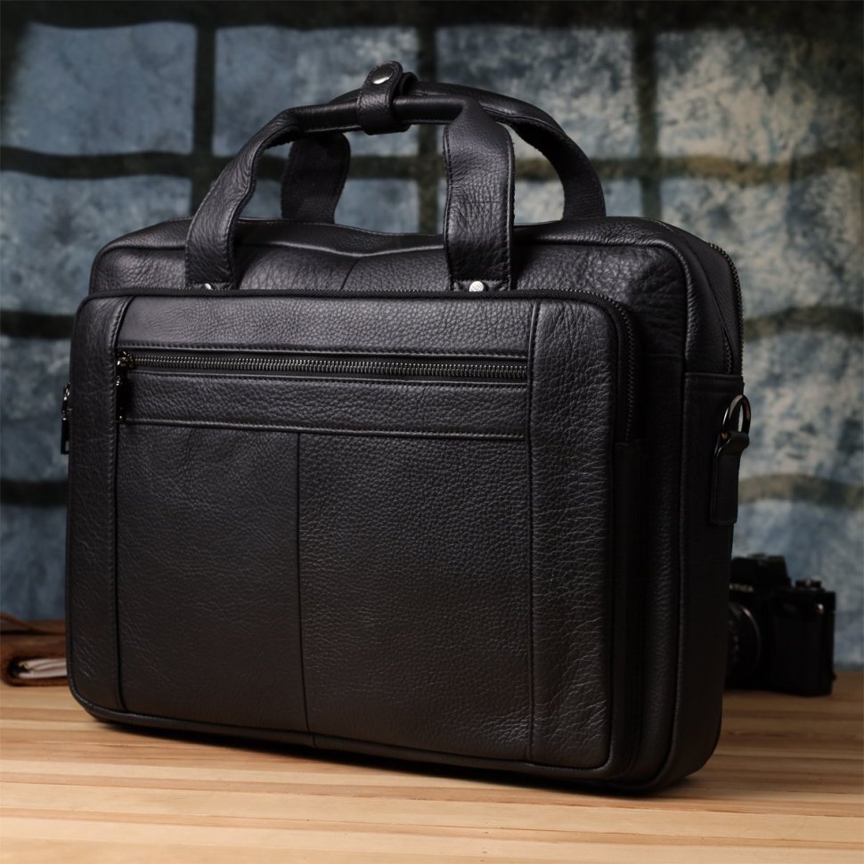 Деловой вместительный мужской портфель для ноутбука до 15" черного цвета Vintage 98185 фото №9 Деловой вместительный мужской портфель для ноутбука до 15" черного цвета Vintage 98185 modnotak фото №9