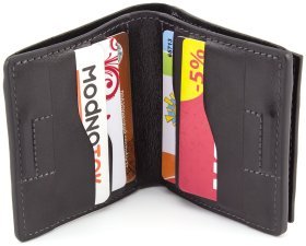 Чорний шкіряний гаманець на магнітах Grande Pelle (13063)