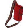 Бордова чоловіча сумка через плече із щільного текстилю на блискавці Vintage 2422189 - 2