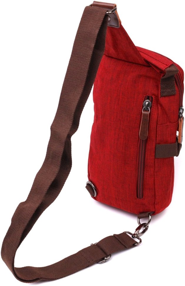 Бордова чоловіча сумка через плече із щільного текстилю на блискавці Vintage 2422189