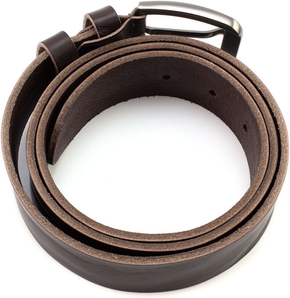 Чоловічий італійський ремінь з натуральної шкіри з легким стиснутим ефектом Gherardini 40740-GH-brown коричневого кольору modnotak фото №3