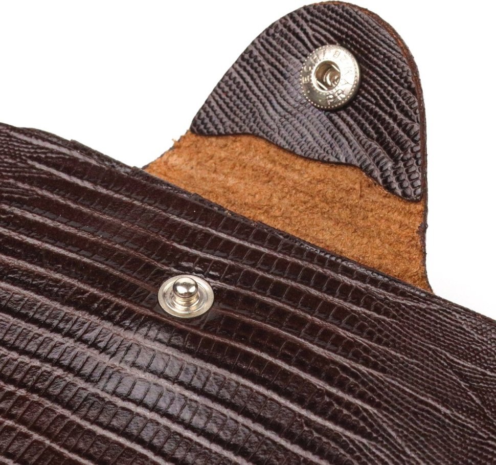 Небольшое мужское портмоне двойного сложения из коричневой кожи под рептилию CANPELLINI (2421576) 
