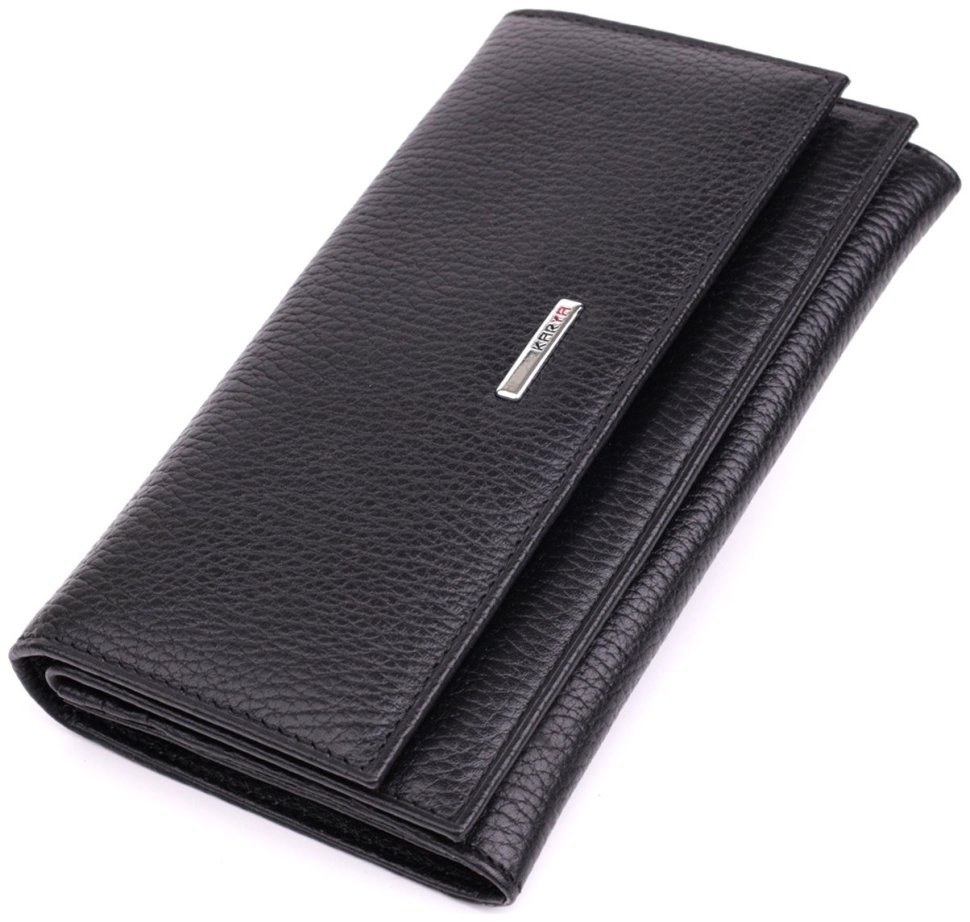 Черный женский кошелек из зернистой кожи KARYA 2422859 modnotak фото №1