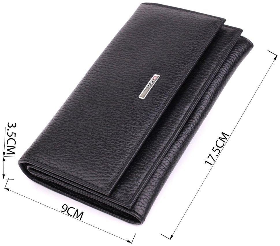 Черный женский кошелек из зернистой кожи KARYA 2422859 modnotak фото №3