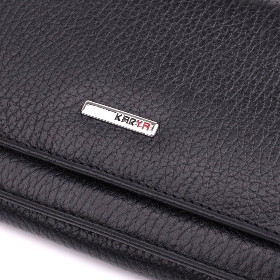 Черный женский кошелек из зернистой кожи KARYA 2422859 modnotak фото №5