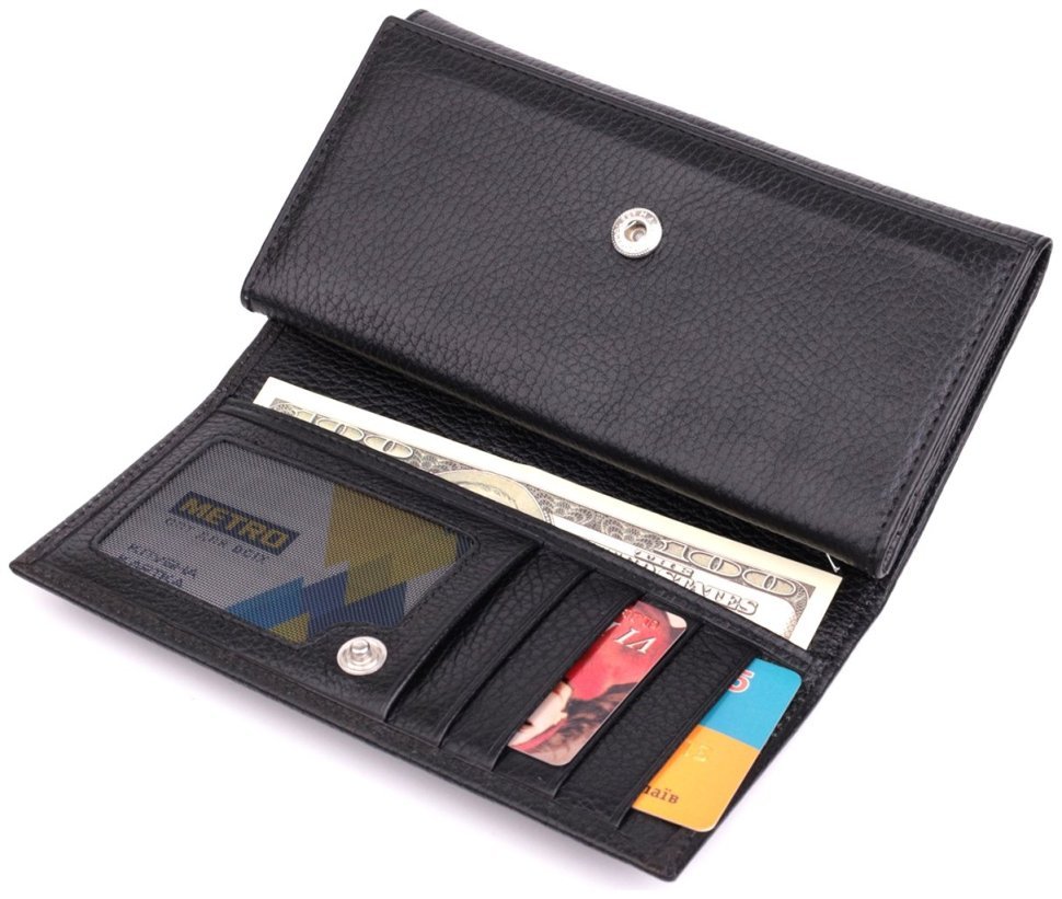 Черный женский кошелек из зернистой кожи KARYA 2422859 modnotak фото №6