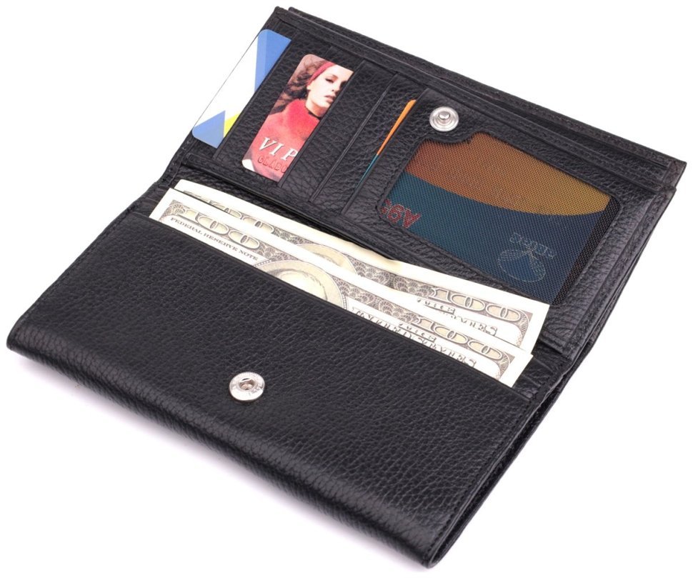 Черный женский кошелек из зернистой кожи KARYA 2422859 modnotak фото №8