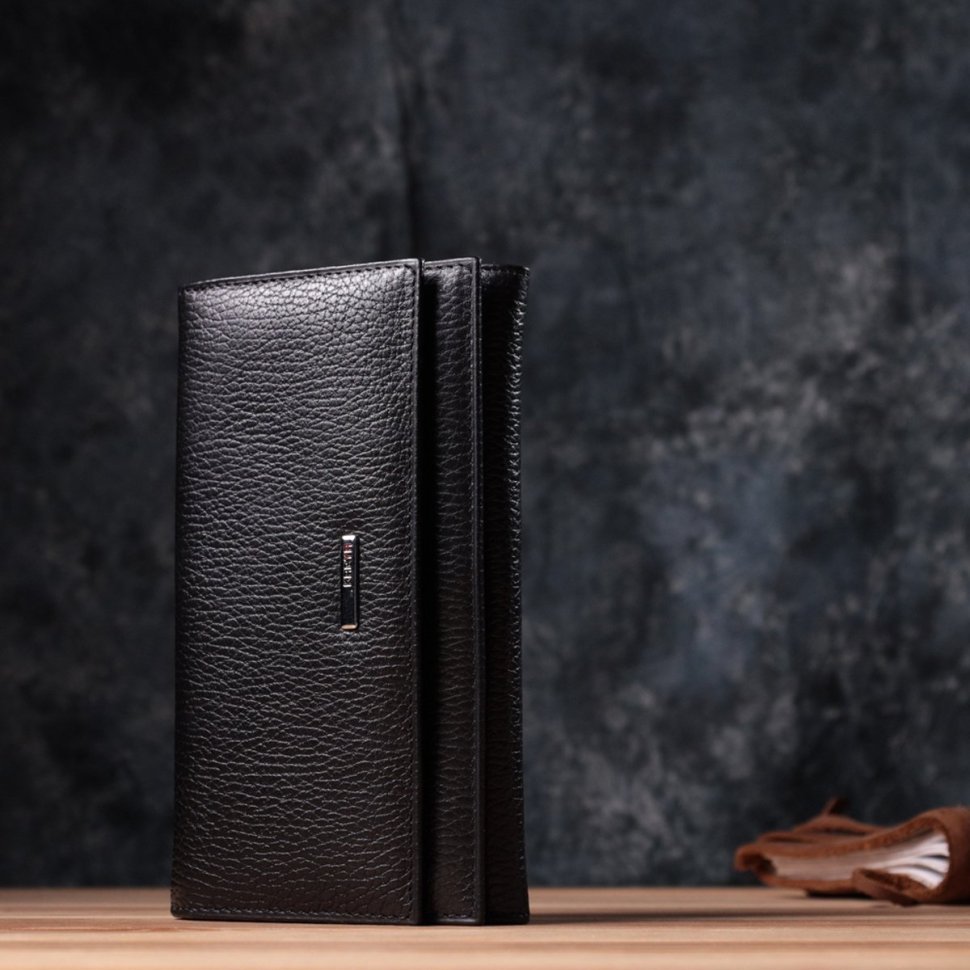 Черный женский кошелек из зернистой кожи KARYA 2422859 modnotak фото №9