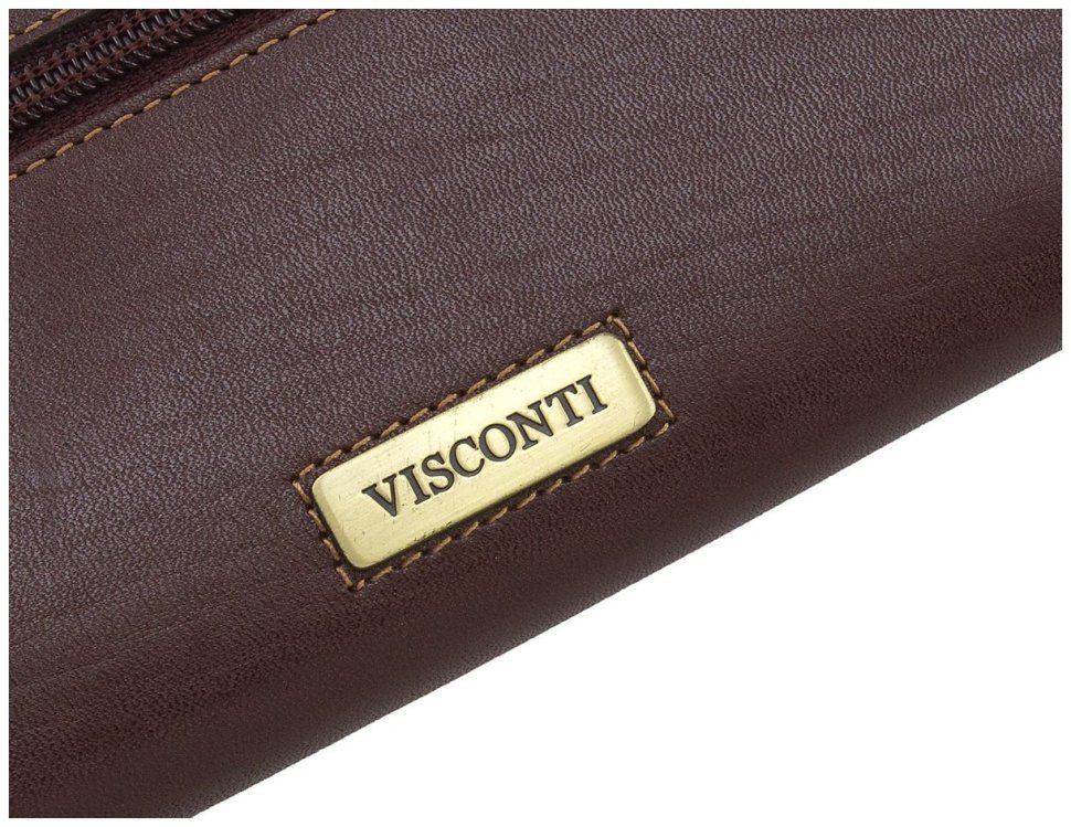 Класичний коричневий жіночий гаманець з гладкої шкіри із клапаном на кнопці Visconti Maria 68785
