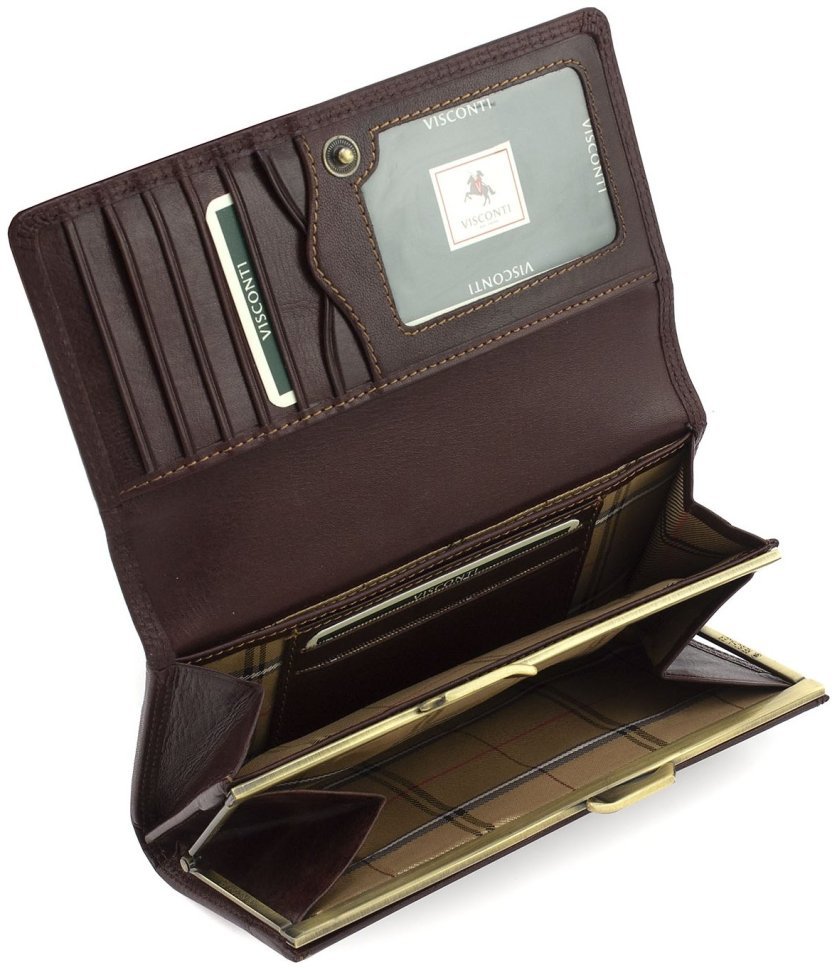Классический коричневый женский кошелек из гладкой кожи с клапаном на кнопке Visconti Maria 68785