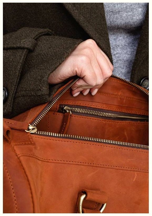 Шкіряна дорожня сумка з натуральної шкіри крейзі хорс світло-коричневого кольору BlankNote Harper 78885