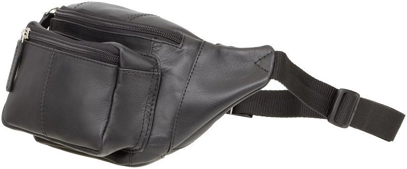 Чорна чоловіча сумка на пояс із натуральної якісної шкіри Visconti 68985