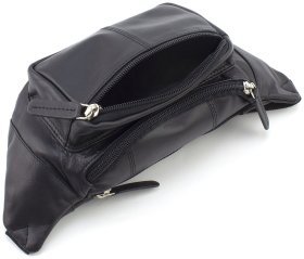 Черная мужская сумка на пояс из натуральной качественной кожи Visconti 68985