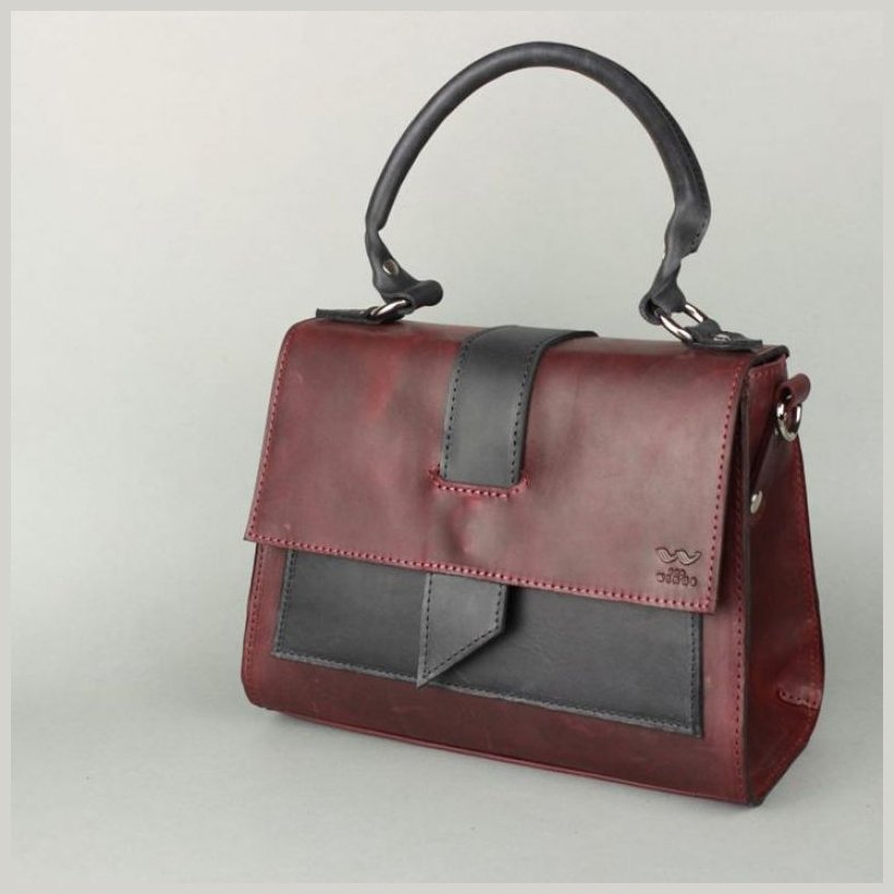 Женская сумка из винтажной кожи бордово-синего цвета с клапаном BlankNote Ester 78985