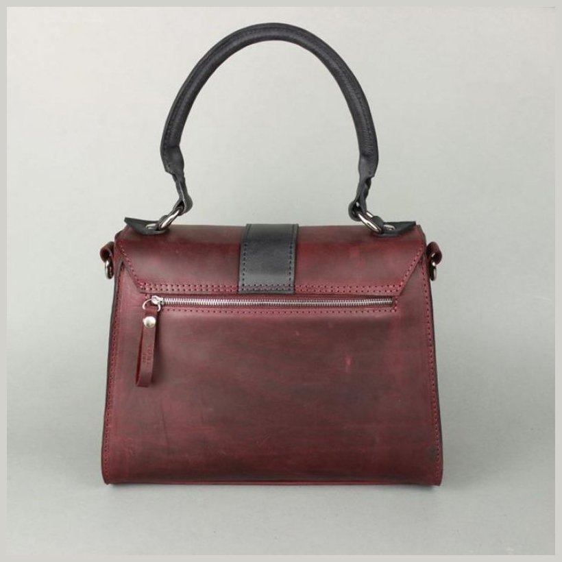 Жіноча сумка із вінтажної шкіри бордово-синього кольору із клапаном BlankNote Ester 78985
