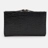 Женский лаковый кожаный кошелек из кожи с фактурой под рептилию на кнопке Ricco Grande 109085 черного цвета modnotak фото - 3