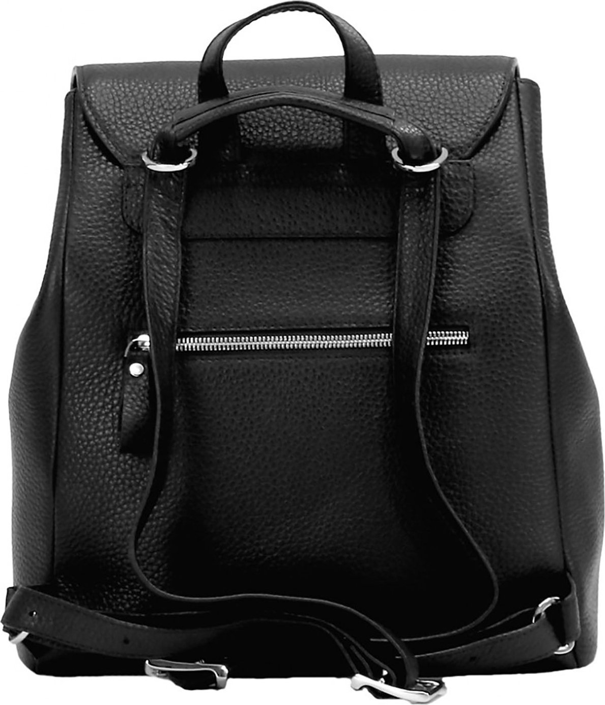 Жіночий чорний рюкзак з фактурної шкіри високої якості з фіксацією на клапан Issa Hara (27098)