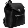 Жіночий чорний рюкзак з фактурної шкіри високої якості з фіксацією на клапан Issa Hara (27098) - 3