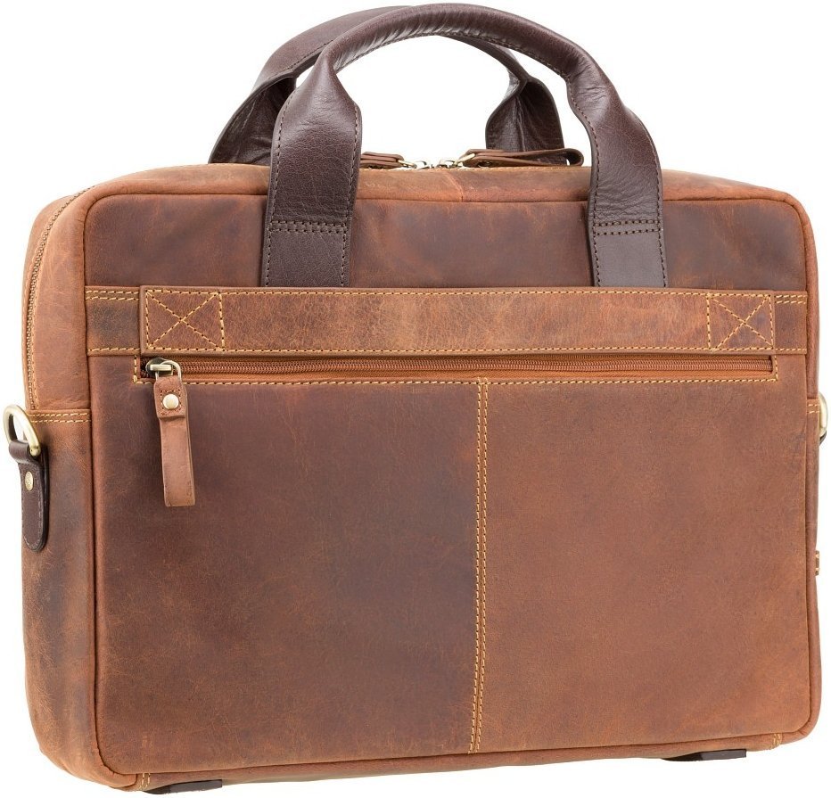 Чоловіча сумка для ноутбука з натуральної шкіри з ефектом старіння у коричневому кольорі Visconti Hugo 69085