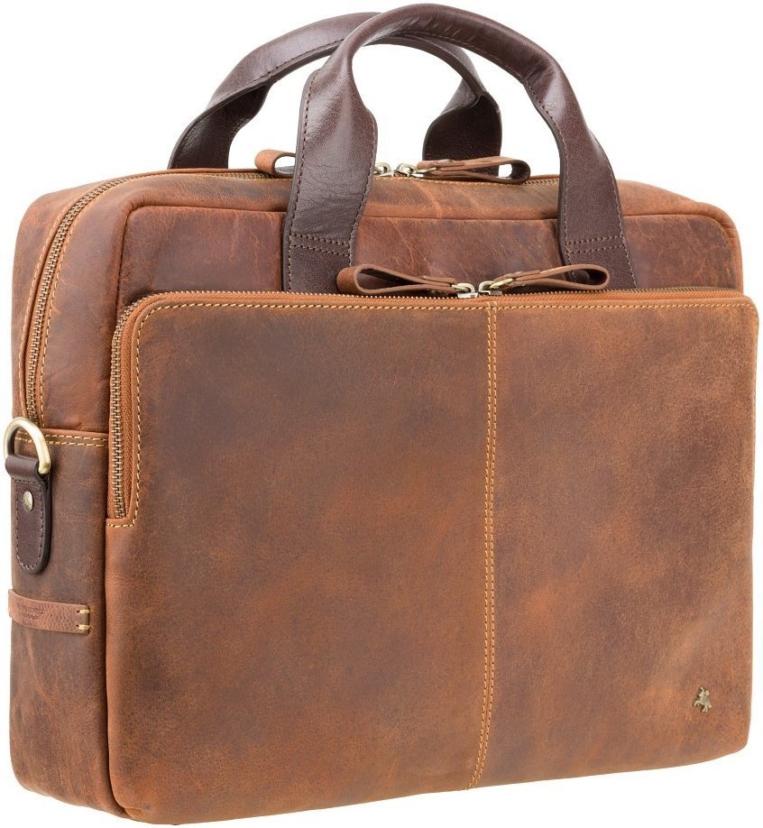 Чоловіча сумка для ноутбука з натуральної шкіри з ефектом старіння у коричневому кольорі Visconti Hugo 69085