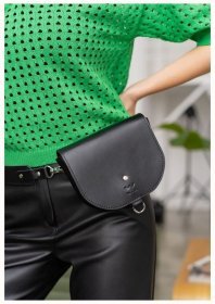 Мініатюрна жіноча шкіряна сумка чорного кольору через плече або на пояс BlankNote Ruby S 79085
