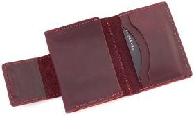 Женская компактная визитница из натуральной кожи цвета марсала Grande Pelle (15460)