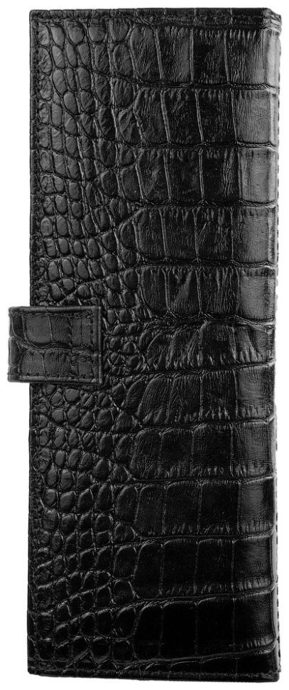Вместительная вертикальная визитница из натуральной кожи под крокодила в черном цвете Desisan 80586 modnotak фото №2