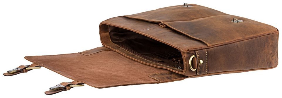 Мужской деловой портфель из натуральной винтажной кожи светло-коричневого цвета Visconti Berlin 70686