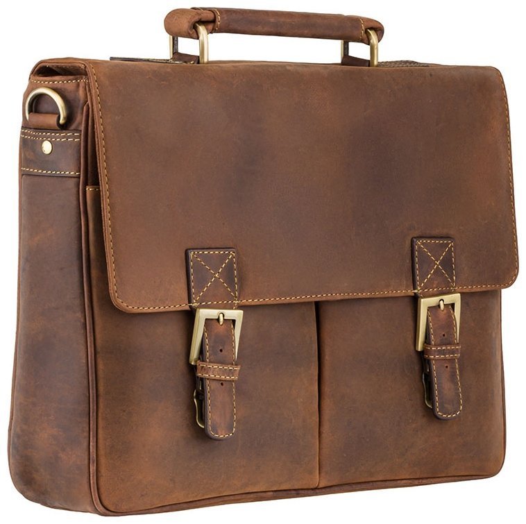 Мужской деловой портфель из натуральной винтажной кожи светло-коричневого цвета Visconti Berlin 70686
