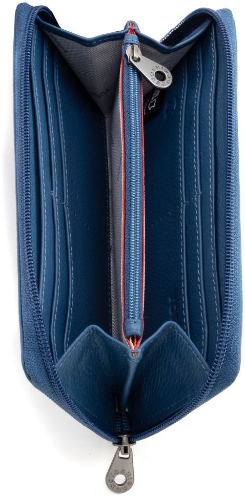 Кожаный женский кошелек на молнии синего цвета британского производителя Yoshi - Baxter Petrol Blue 91786 modnotak фото №2