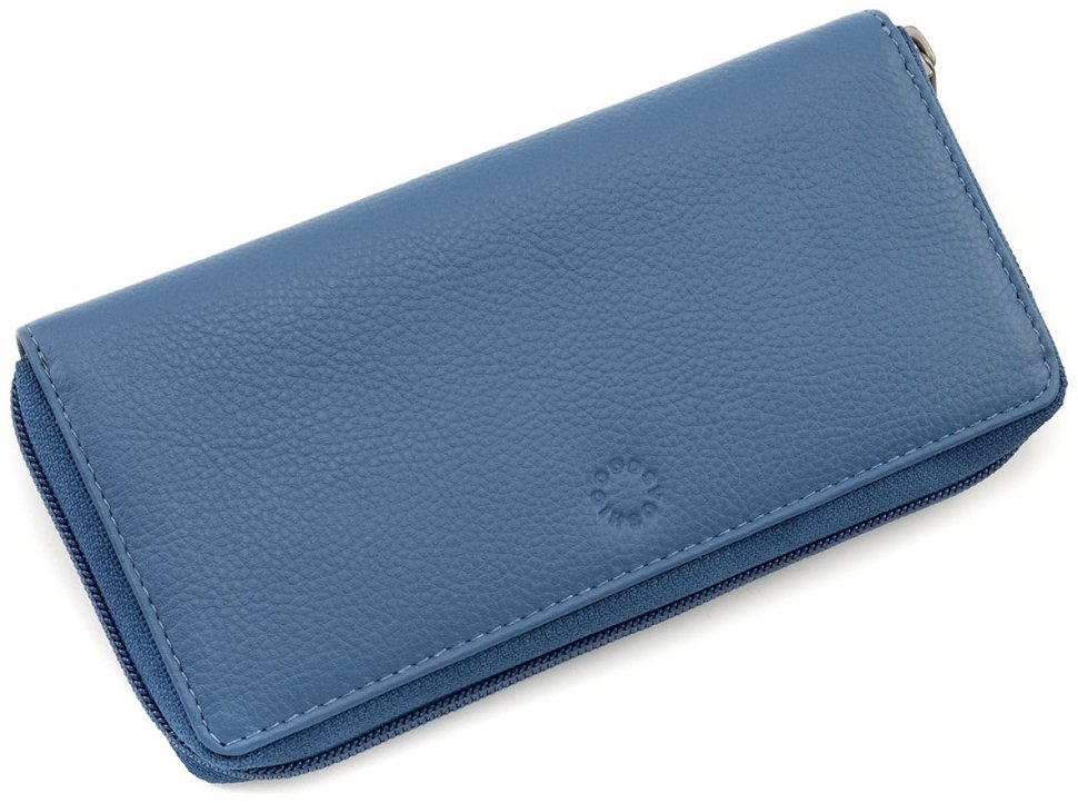 Кожаный женский кошелек на молнии синего цвета британского производителя Yoshi - Baxter Petrol Blue 91786 modnotak фото №4