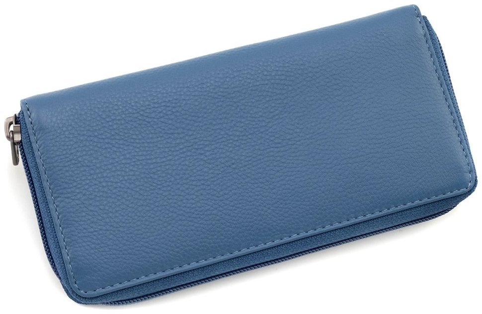 Кожаный женский кошелек на молнии синего цвета британского производителя Yoshi - Baxter Petrol Blue 91786 modnotak фото №3