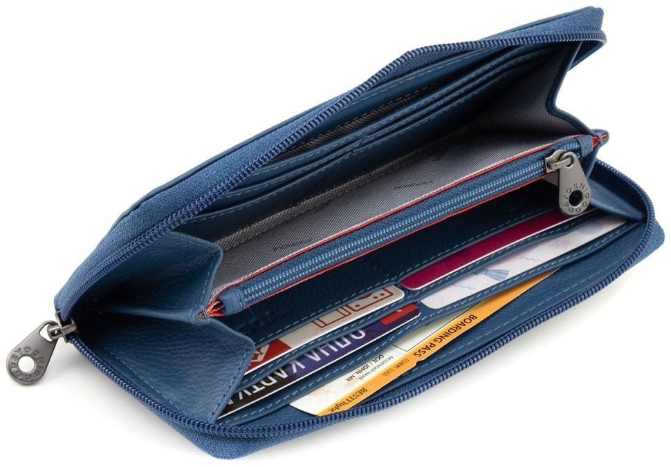 Кожаный женский кошелек на молнии синего цвета британского производителя Yoshi - Baxter Petrol Blue 91786 modnotak фото №5