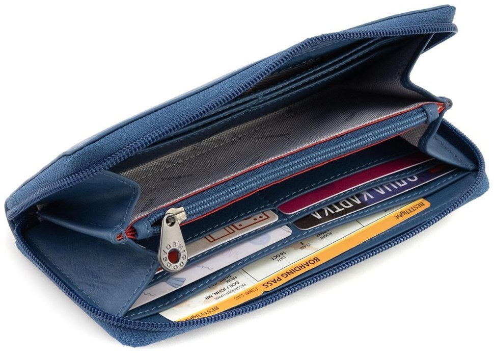 Кожаный женский кошелек на молнии синего цвета британского производителя Yoshi - Baxter Petrol Blue 91786 modnotak фото №7