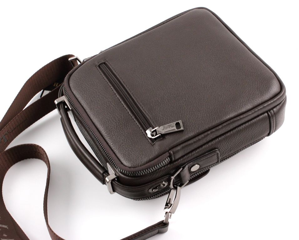Кожаная мужская вместительная сумка красивого коричневого цвета H.T Leather (10134)