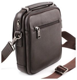 Кожаная мужская вместительная сумка красивого коричневого цвета H.T Leather (10134)