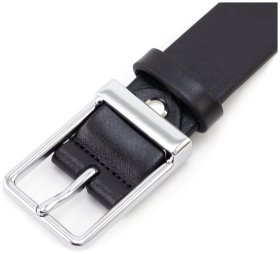 Узкий женский ремень из итальянской кожи с хромированной пряжкой Gherardini 30103 Черный