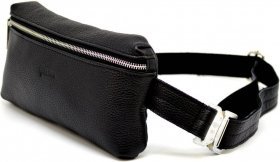 Чорна сумка на пояс із фактурної шкіри з металевим фастексом TARWA (19670)