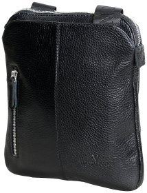 Мужская кожаная сумка планшет на 1 отделение через плечо Vip Collection 102486 черного цвета
