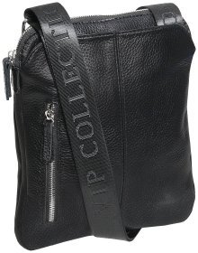 Мужская кожаная сумка планшет на 1 отделение через плечо Vip Collection 102486 черного цвета