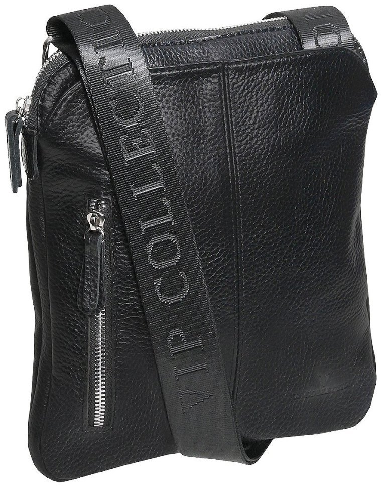 Чоловіча шкіряна сумка планшет на 1 відділення через плече Vip Collection 102486 чорного кольору фото №2 Чоловіча шкіряна сумка планшет на 1 відділення через плече Vip Collection 102486 чорного кольору modnotak фото №2