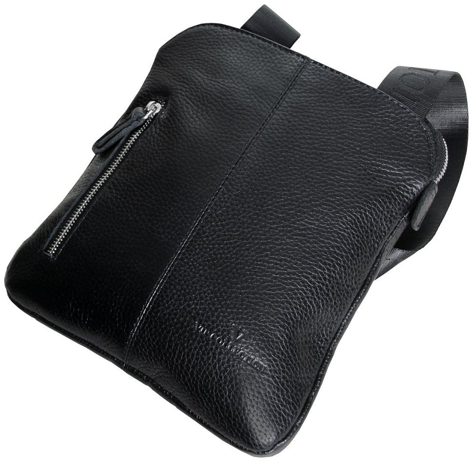 Чоловіча шкіряна сумка планшет на 1 відділення через плече Vip Collection 102486 чорного кольору фото №4 Чоловіча шкіряна сумка планшет на 1 відділення через плече Vip Collection 102486 чорного кольору modnotak фото №4