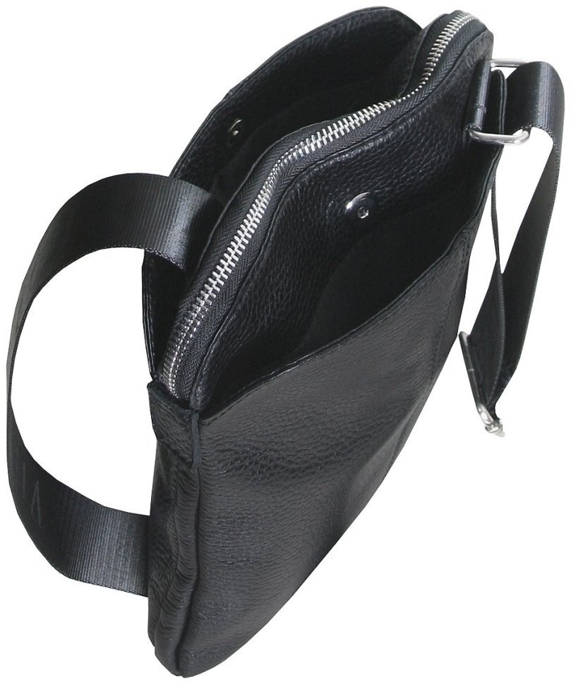 Чоловіча шкіряна сумка планшет на 1 відділення через плече Vip Collection 102486 чорного кольору фото №7 Чоловіча шкіряна сумка планшет на 1 відділення через плече Vip Collection 102486 чорного кольору modnotak фото №7