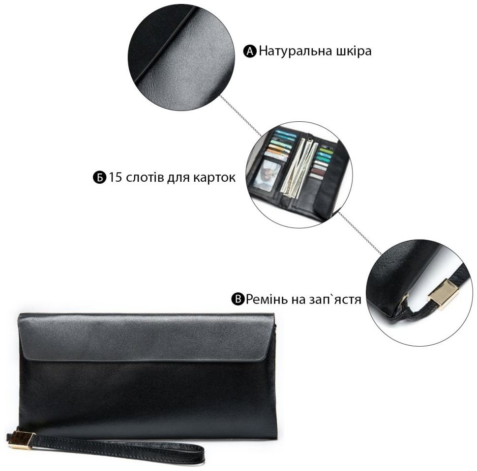 Класичний гаманець-клатч з шкіряним ремінцем VINTAGE STYLE (14904) modnotak фото №9