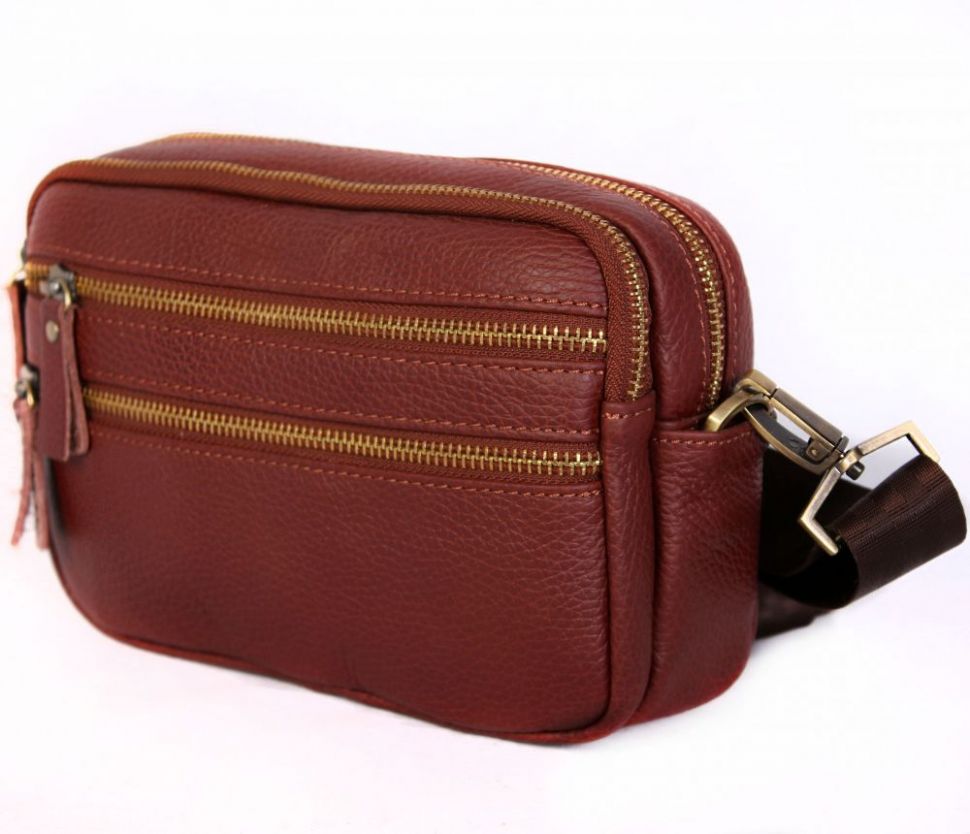 Коричнева чоловіча шкіряна сумка для особистих речей Leather Bag Collection (0-0045)
