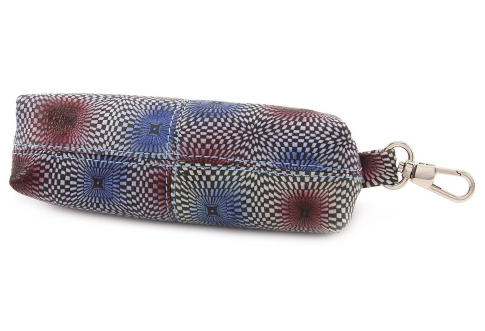 Шкіряна ключниця синього кольору з візерунками KARYA (436-034)